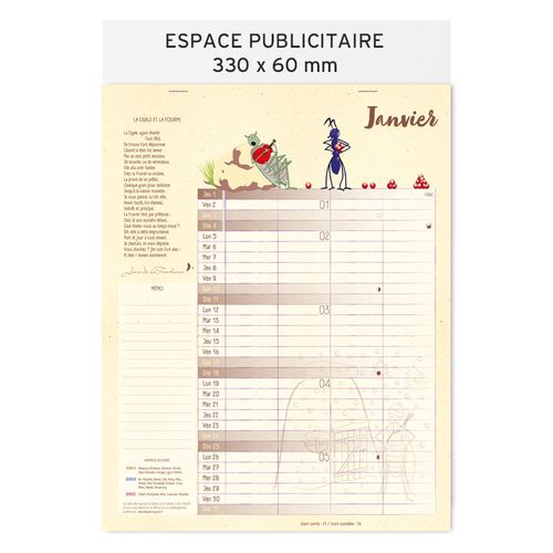 Calendrier feuillets 2026| Jean de la Fontaine - 2