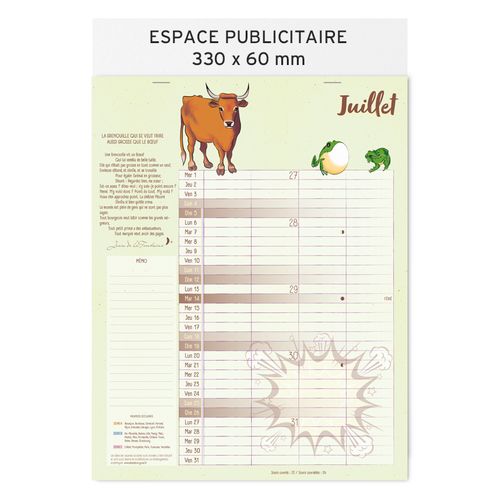 Calendrier feuillets 2026| Jean de la Fontaine - 8