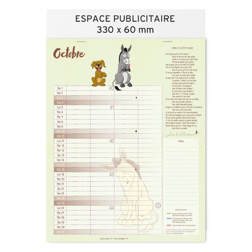 Calendrier feuillets 2026| Jean de la Fontaine - 11