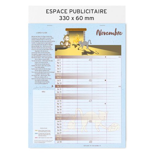Calendrier feuillets 2026| Jean de la Fontaine - 12