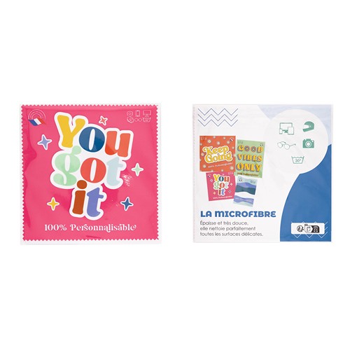 Microfibre Kelnet sous polybag + carton de maintien personnalisé - 1