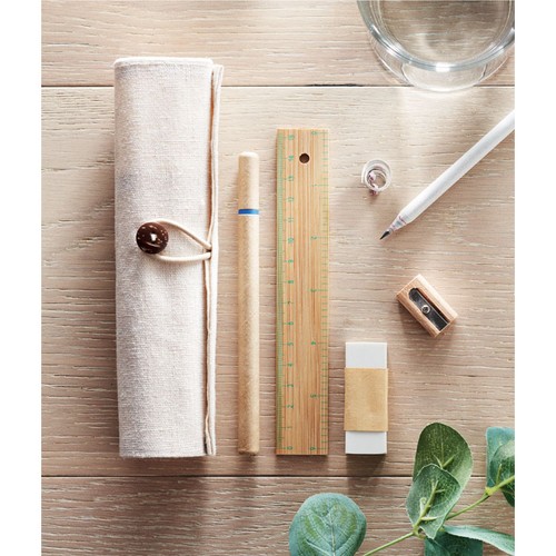 ECOSET Set papeleria en bolsa algodón