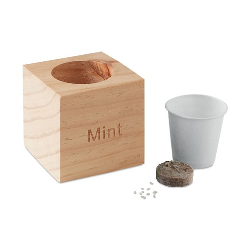 MENTA Pot en bois avec graine Menthe - 2