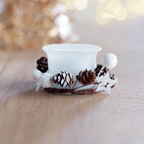 white BOUGIE Portavelas navideño