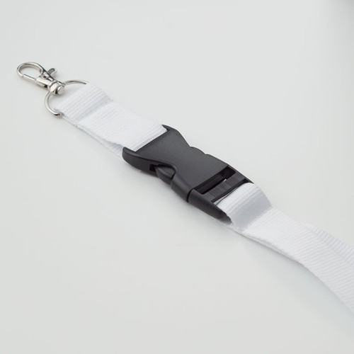 white WIDE LANY Lanyard 25mm con mosquetón