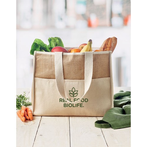 CAMPO DE GELI Sac shopping en toile et jute - 5