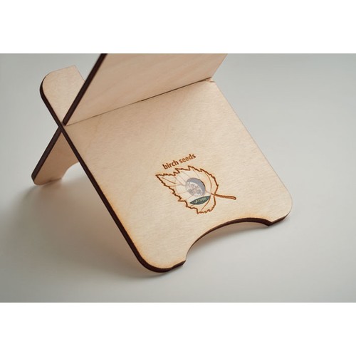 GROUW STAND Soporte teléfono de abedul