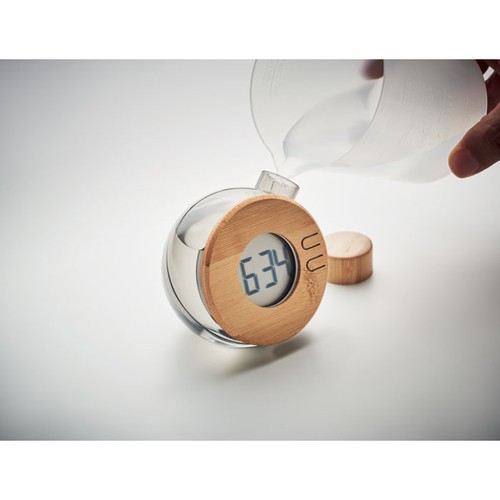 DROPPY LUX Reloj LCD de bambú por agua