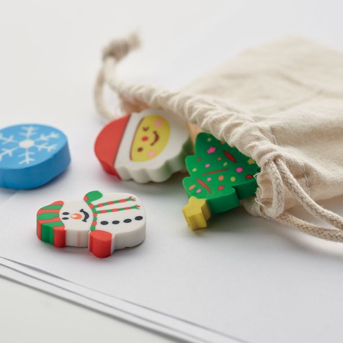 beis RUBBIES Juego 4 gomas forma Navidad