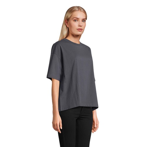 gris ratón BOXY WOMEN BOXY M CAMISETA OVERSIZE