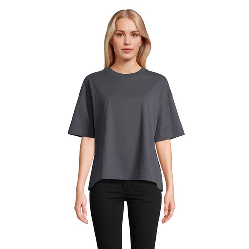 gris ratón BOXY WOMEN BOXY M CAMISETA OVERSIZE
