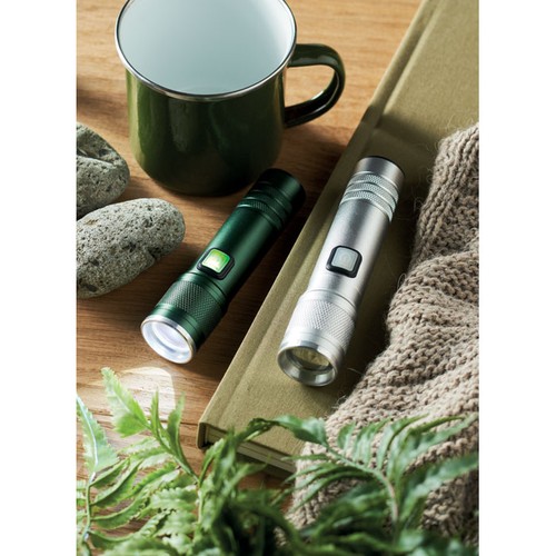 plateado mate FLASHRA Linterna luz COB recargable