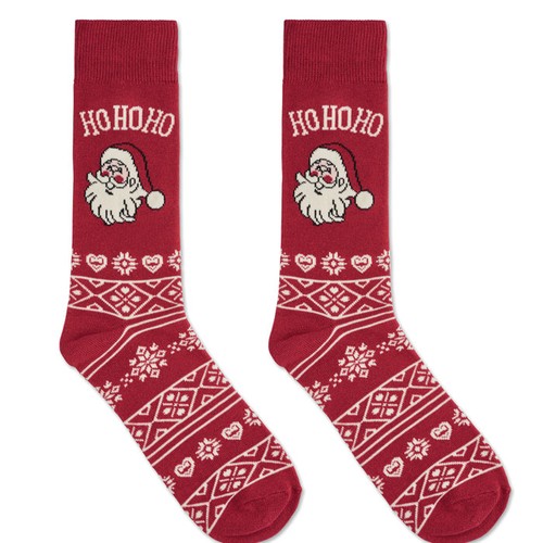 burdeos SOC LARGE Par de calcetines de Navidad L