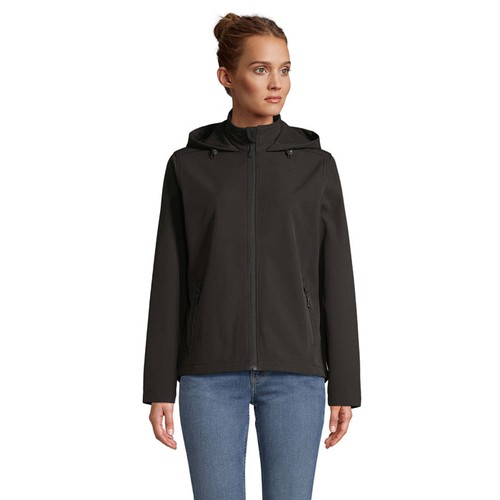 black RACE HOODED WOMEN JACKET