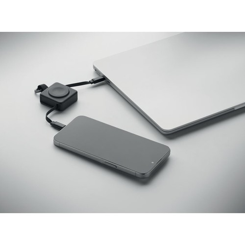 black SKILFUL Cable USB-C retráctil de 100 W