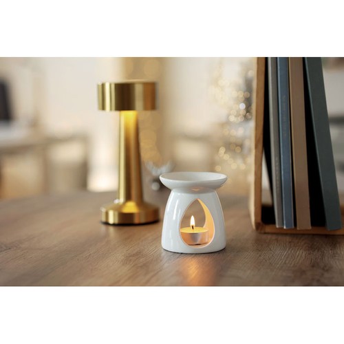 white SAGRADA Quemador de vainilla con vela