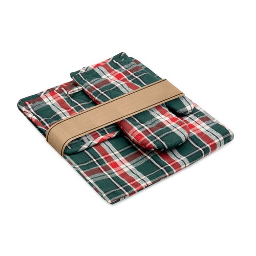 multicolor SANTAPRON Set cocina algodón a cuadros