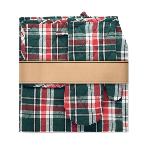 multicolor SANTAPRON Set cocina algodón a cuadros