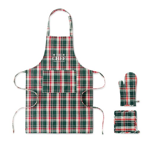 multicolor SANTAPRON Set cocina algodón a cuadros