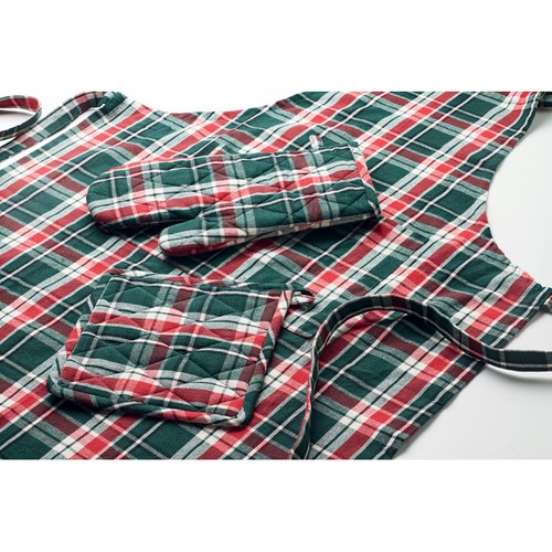 multicolor SANTAPRON Set cocina algodón a cuadros
