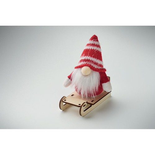 red FROSTY SLEIGH Gnomo en trineo de madera