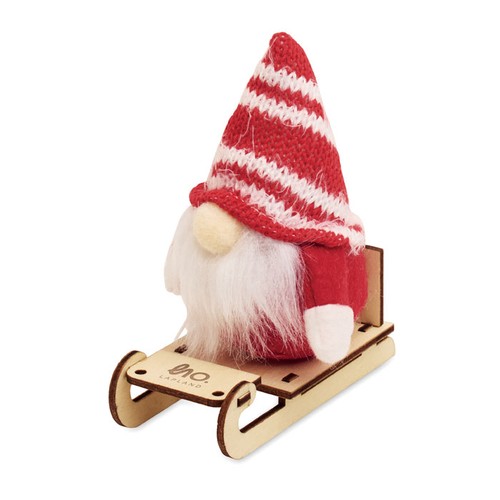 red FROSTY SLEIGH Gnomo en trineo de madera
