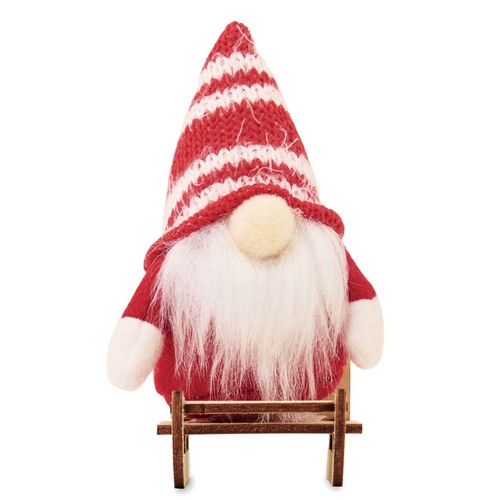 red FROSTY SLEIGH Gnomo en trineo de madera