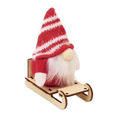 red FROSTY SLEIGH Gnomo en trineo de madera
