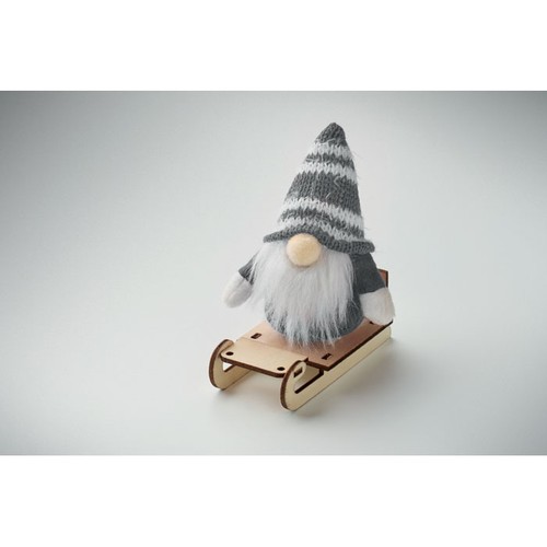 gray FROSTY SLEIGH Gnomo en trineo de madera