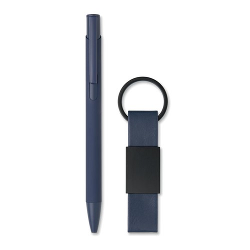 blue ESCRI SET Bolígrafo y llavero de PU