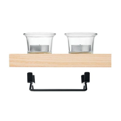 madera IRONDLE Porta velas con soporte