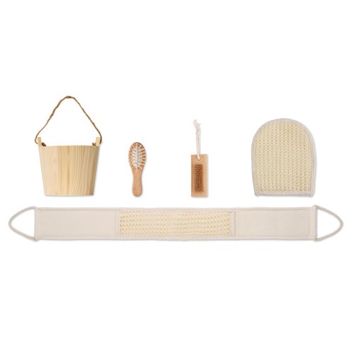 madera SELFCARE Set de baño en cubo de madera
