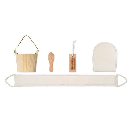 madera SELFCARE Set de baño en cubo de madera