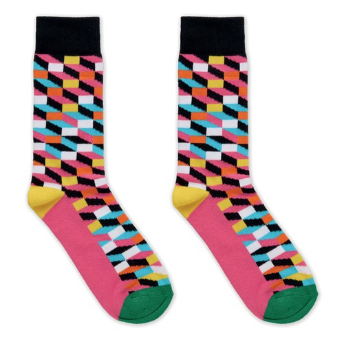 fucsia FUNNY L Calcetines estampados alegres