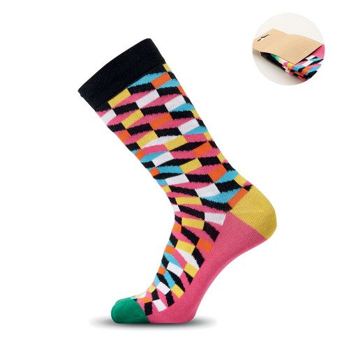 fucsia FUNNY L Calcetines estampados alegres