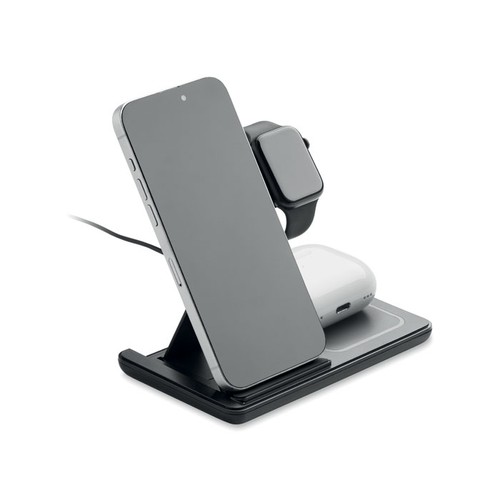 black DOCK3 Cargador plegable 3 en 1 15 W