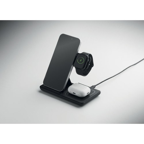black DOCK3 Cargador plegable 3 en 1 15 W