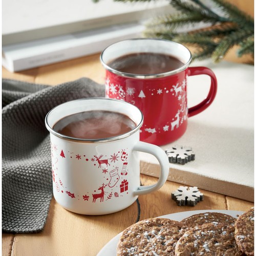 white SEASOMEL Taza esmaltada Navidad 300 ml