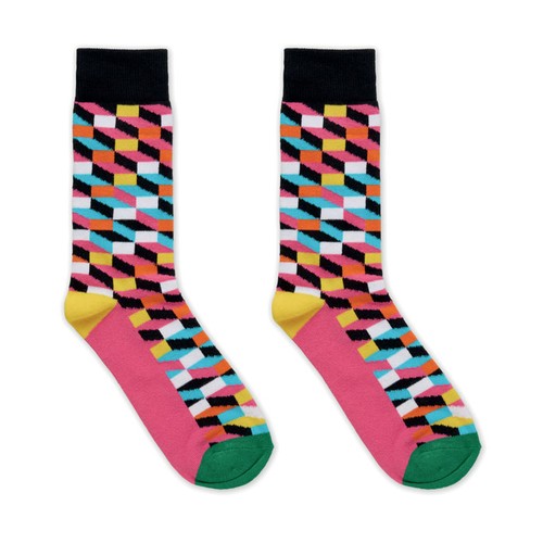 fucsia FUNNY M Calcetines estampados alegres