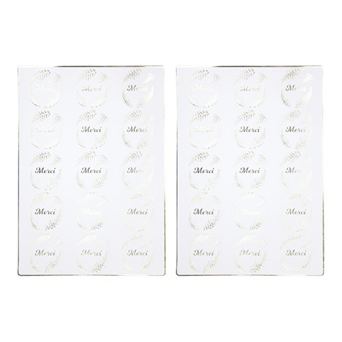 STICKERS MERCI BLANCS ET OR X 30PCS