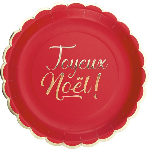 ASSIETTES FESTONNEES ROUGES 23CM JOYEUX NOEL X 8 thumbnail 5