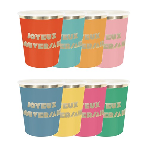 GOBELETS 200ML MULTI JOYEUX ANNIVERSAIRE X 8 thumbnail 8