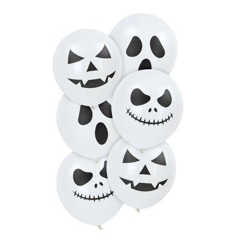 BALLONS DE BAUDRUCHE BLANCS VISAGES D HALLOWEEN X 6 thumbnail 5