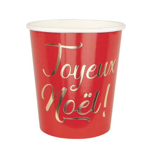 GOBELETS 200ML ROUGES ET OR JOYEUX NOEL X 8 thumbnail 5