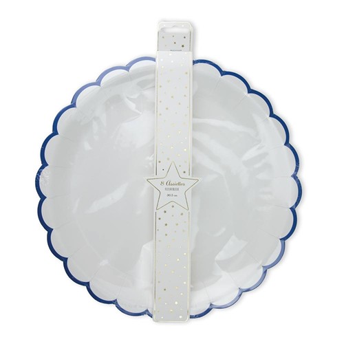 ASSIETTES FESTONNEES FLEUR BLEUE  XXL 30.5CM  X 8 thumbnail 4