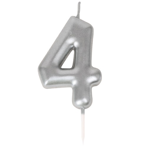 BOUGIE CHIFFRE 4 ARGENTEE