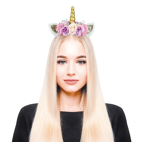 SERRE TETE LICORNE PAILLETE A FLEURS