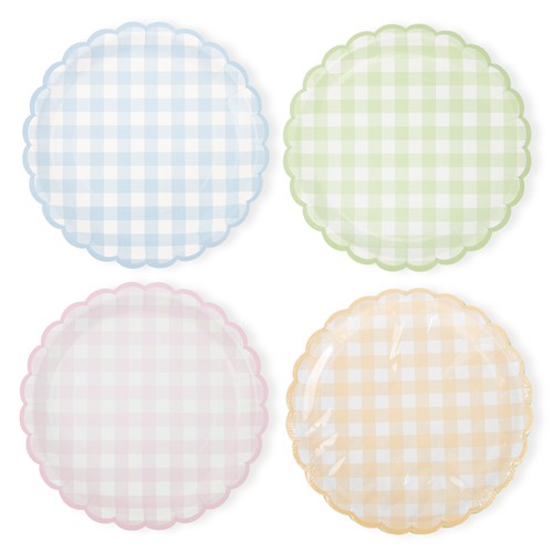 ASSIETTES FESTONNEES VICHY PASTEL 4 COUL ASS  23CM X 8 thumbnail 5