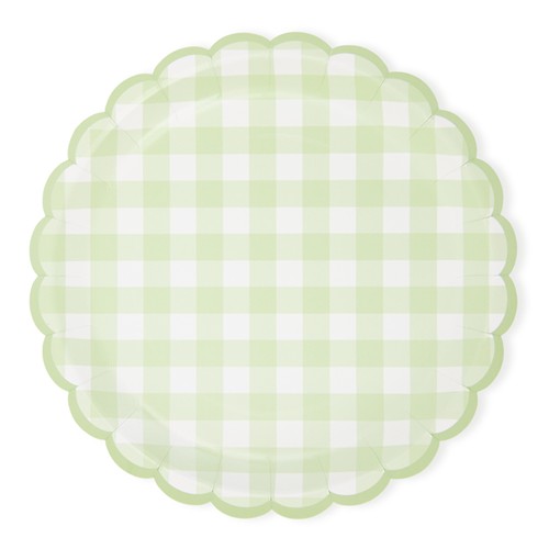 ASSIETTES FESTONNEES VICHY PASTEL 4 COUL ASS  23CM X 8