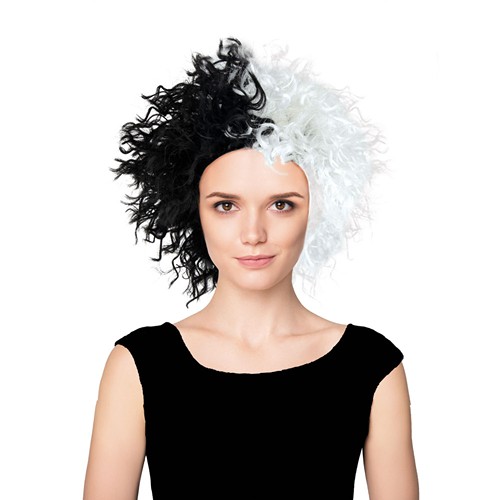 PERRUQUE CRUELLA NOIRE ET BLANCHE